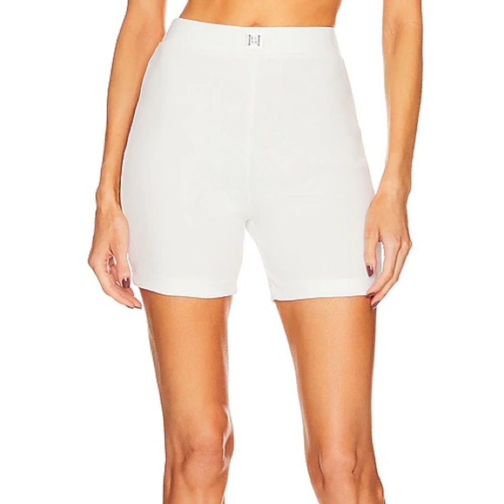 NWOT HELSA Organic Heavy Rib Biker Shorts in White